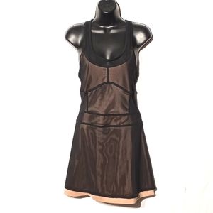 ADIDAS X STELLA MCCARTNEY Black Mesh over Tan Tennis Dress